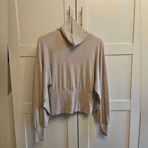 Free People Champagne Sparkle Batwing Shirt Sz Small